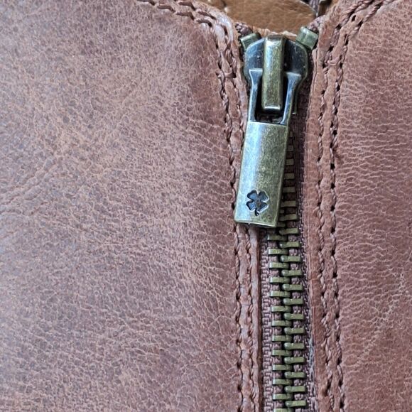 Lucky Brand Basel Booties Toffee Side Zip 1.5" Block Heel Round Toe 10W *WIDE* - Picture 9 of 16